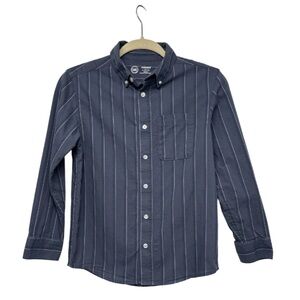 Wonder Nation Boys Button Down Shirt Navy Blue Striped | Size L (10-12)